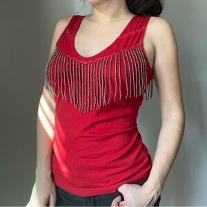 Idyllwind Red Fringe Tank Top